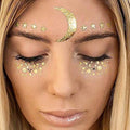 3 Sheets Face Tattoo Sticker Metallic Shiny Temporary Water Transfer Tattoo for Professional Make Up Dancer Costume Parties, Shows Gold Glitter