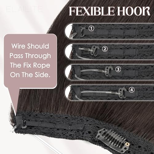 14 Inch Natural Black Wire Hair Extensions - Real Human Hair Clip-In Remy Hairpiece