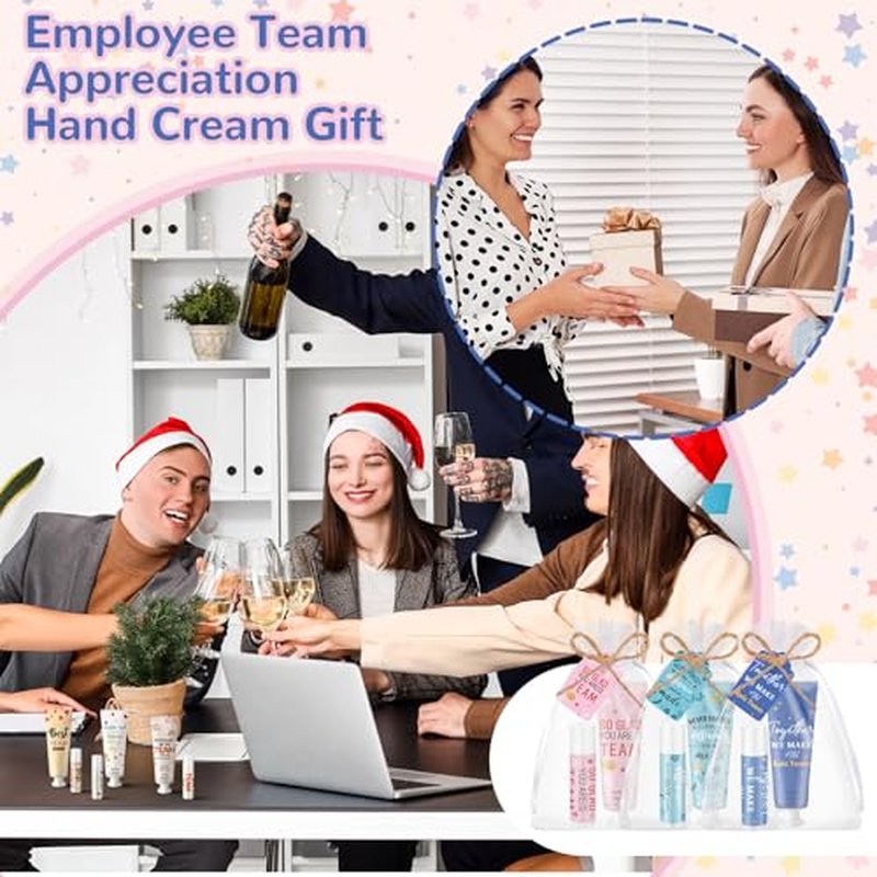 12sets/48pcs Best Team Ever Gifts Team Appreciation Thank You Gifts for Coworkers Women Employee Appreciation Gift Party Favors Basket Stuffers Items Travel Hand Lotion and Lip Balm Set
