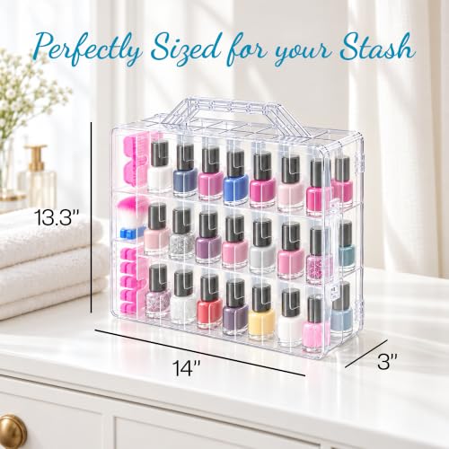 Nail Polish Organizer Case for 48 Bottles - Clear Travel & Storage Box