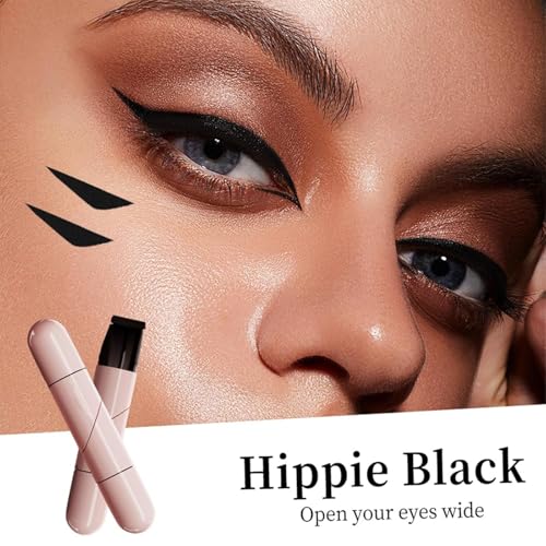 Rotating Eyeliner Stamp Pen,Foldable Winged Eyeliner Stamp,Wing eyeliner stamp,Smudge Proof & Waterpoof Eye Liner,Easy Eye Stencil Makeup Tool (2PCS-Black)