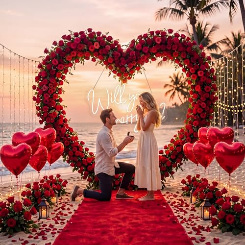 Will You Marry Me Neon Sign Warm White 31x20.9 Inches LED Light Up Letters