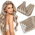 Ve Sunny Tape in Hair Extensions Human Hair 12 Inch 10pcs - Color #8A/P60
