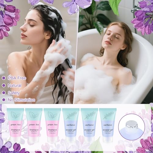 Travel Size Body Wash and Shampoo Bulk 0.7fl Oz,Travel Size Shower Gel Set£¬Shampoo Bulk Travel Size ,Hotel Supplies for Guests Vacation Homeless Hotel (pack of 60)