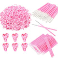 Yaomiao 3000 Pcs Eyelash Extension Supplies Kit Glue Rings for Eyelash Extensions Disposable Heart Shape Lash Rings, Eyelash Brush Mascara Wand Cotton Swabs for Beauty Salon Eyelash Extensions, Pink
