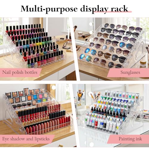 7-Layer Nail Polish Organizer Stand – Clear 2-Pack Storage Rack for Cosmetics, Jewelry & More