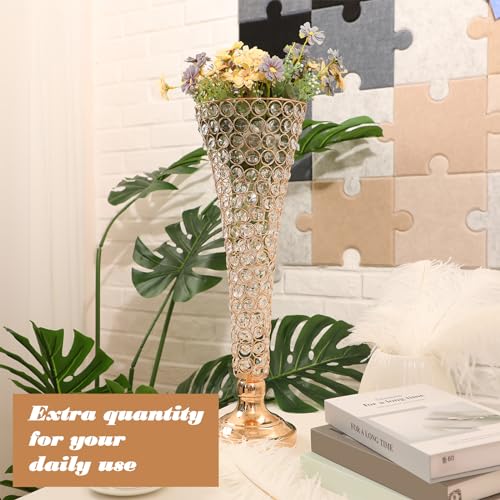 20 Inch Gold Crystal Vase Set – Tall Flower Centerpieces for Weddings & Events