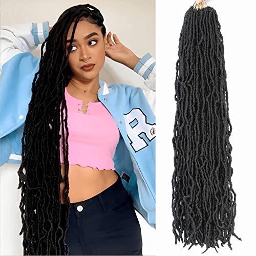 26 Inch Faux Locs Crochet Hair 7 Packs for Black Women - Variation 1B/26 Inch