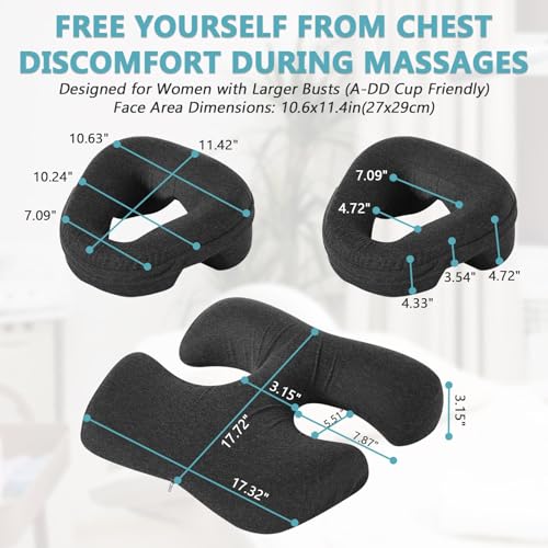Dark Gray Face Down Massage Pillow for Sleeping - Non-Slip, Removable Cover