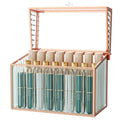 Gold Lipstick Organizer with 24 Slots - Tempered Glass Makeup Storage