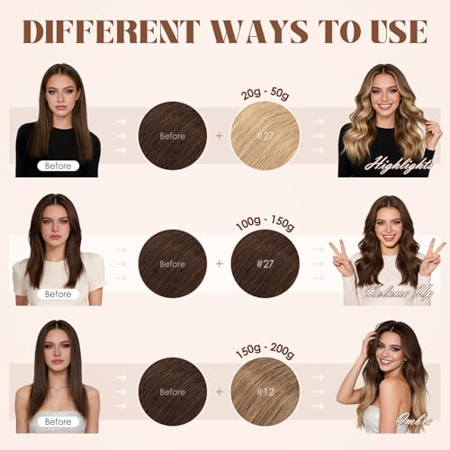 Hairro U Tip Hair Extensions 14 Inch Medium Brown & Dark Blonde 25g 25 Strands