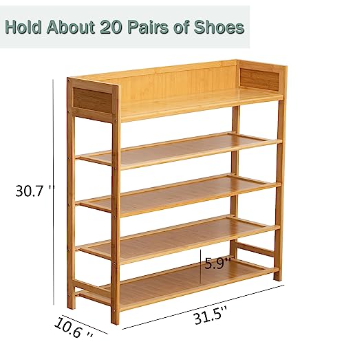 Nature 5-Tier Bamboo Shoe Rack Organizer - 31.40''L Entryway Storage