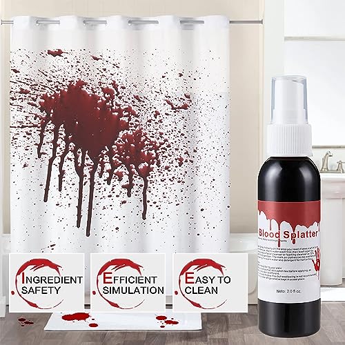 Fake Blood Spray 2.1oz(60 ml) Fake Blood Gel With Spong Washable Fake Blood Makeup for Clothes Face Body,Halloween Special Effects Clown Cosplay Vampire Zombie Makeup Kit