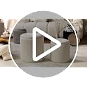 Black Velvet Round Ottoman Set of 2 with Storage & Removable Tray