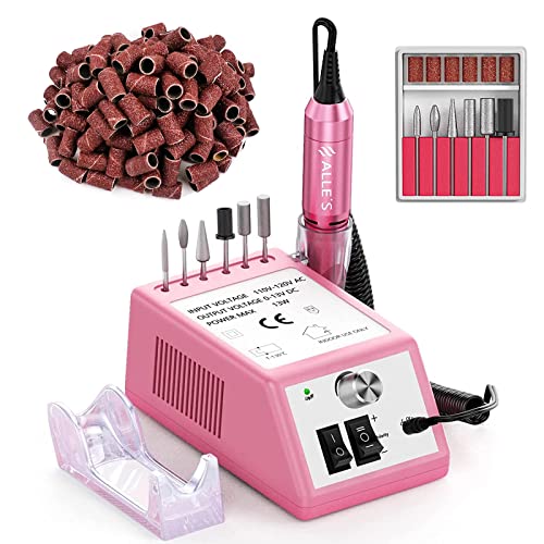 Pink Professional Nail Drill Machine 20000 RPM with 6 Nail Bits & Sanding Bands