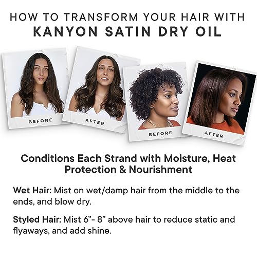 Satin Dry Hair Oil with UV Protection & Nourishing Oils - Non-Greasy, Damage Repair, All Hair Types - 3.3 Oz