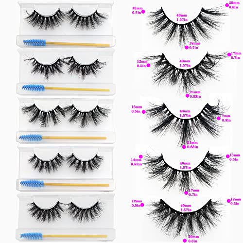 Wholesale lashes, Faux Mink lashes bulk, 30 pair 10 Styles Lashes with lash brush, 15-22mm Fake Lashes, Fluffy Wispy Natural Volume Lashes, Handmade Reusable Soft lashes, Lashes Bulk