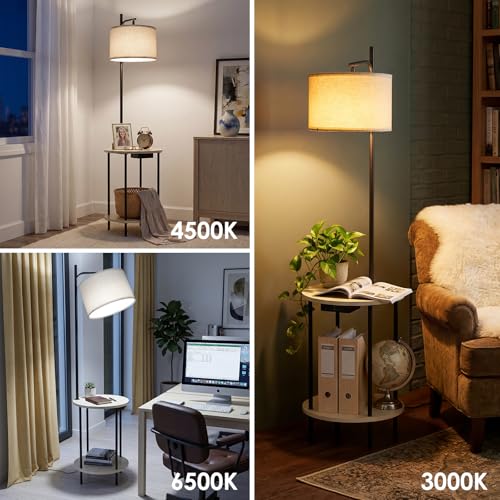 ONWISH Floor Lamp with Table & USB-C Charging Ports - Off-White