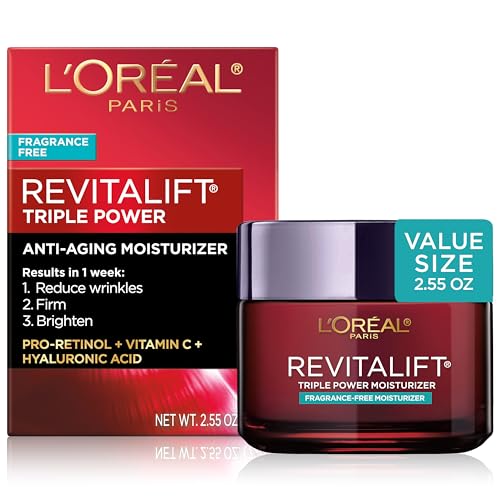 L'Oreal Paris Revitalift Triple Power Anti-Aging Face Moisturizer Unscented 2.55 Oz