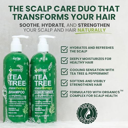 MaxTherapy Tea Tree Shampoo & Conditioner Set 16 Fl Oz (Pack of 2) - Sulfate Free
