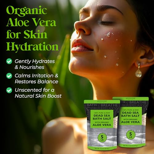Dead Sea Salt with Organic Aloe Vera 80oz Bulk Pack for Bath & Skin Care
