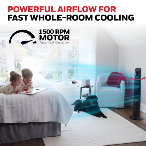 Honeywell QuietSet Black Oscillating Tower Fan with Remote, 8 Speeds, HYF295B