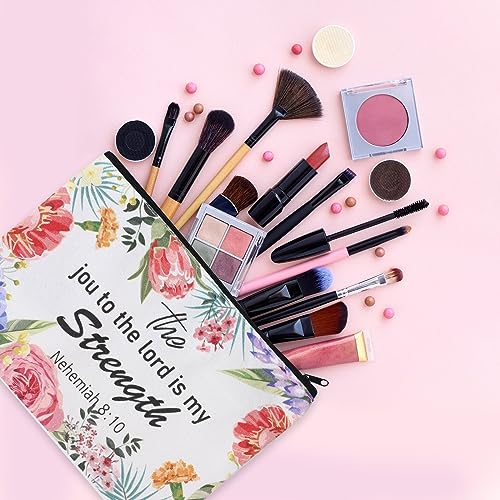 Qeeenar Floral Christian Makeup Bag Religious Bible Gift for Women