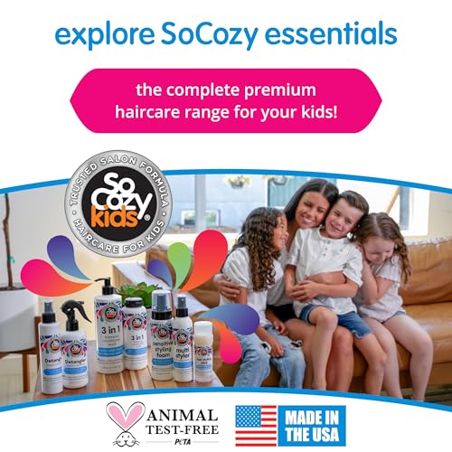 SoCozy Detangler Leave-In Conditioner Spray For Kids Hair Strengthens and Softens, No Parabens, Sulfates, Synthetic Colors or Dyes, 5.2 Fl Oz (580A)