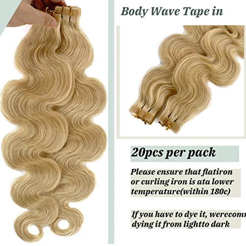 18" Tape in Hair Extensions Remy Platinum Blonde 20pcs/40grams