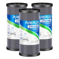 PUREPLUS 5 Micron 10x4.5 Inch Whole House Carbon Water Filter 3 Pack - NSF Certified