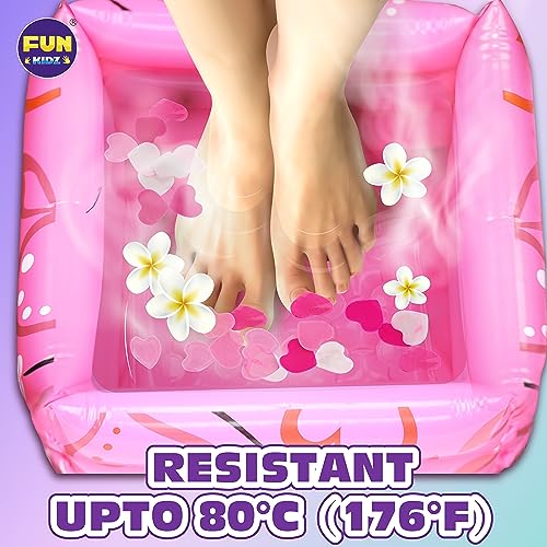 Kids Foot Spa Kit with Inflatable Foot Tub & Nail Polish Set for Girls Ages 7-12
