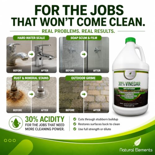 Natural Elements 30% Vinegar - Bulk 4 Gallon Pack for Cleaning & Gardening