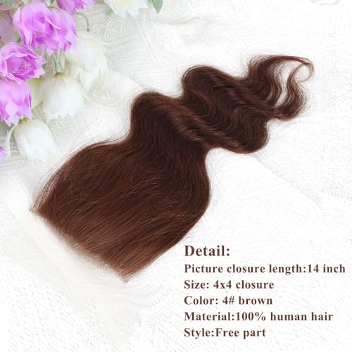 Brown Body Wave Closure 4x4 HD Lace Virgin Human Hair - 12 Inch - Allrun