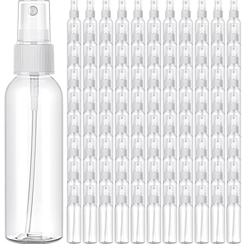 Mini Travel Spray Bottles 2 Oz Set - Clear Plastic Refillable Dispenser - 100 Pack