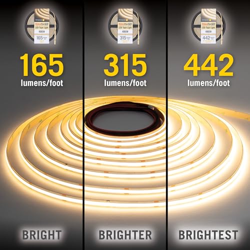 LED Strip Light Tape 24V White COB 3000K 442 Lumens/Ft 10M Soft White
