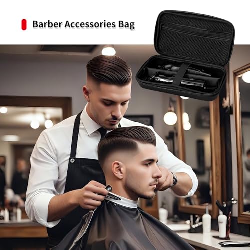 Hard Travel Case for Hair Clippers, Hair Cutting Barber Supplies Holder, Trimmer Organizer Storage Bag for Ufree/Hatteker/Oneisal/Wahl 5Star/Andis Men Razor Guard Grooming Kits (Black)
