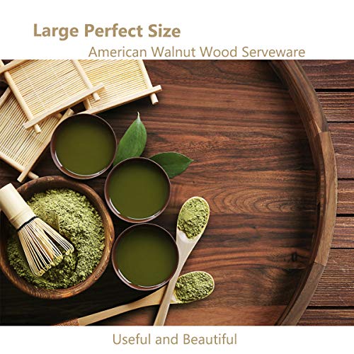 20-Inch Extra Large Black Walnut Wooden Ottoman Tray with Handles