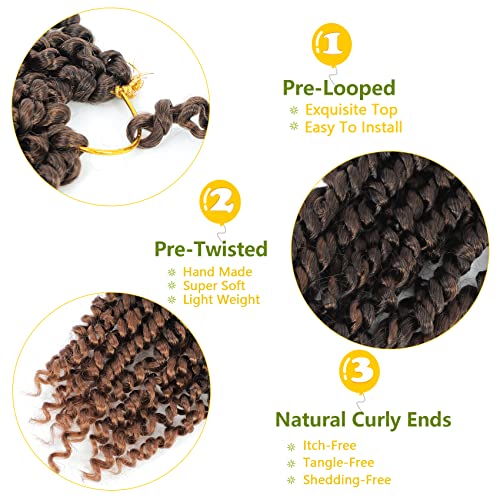 Fulcrum Passion Twist Crochet Hair 10 Inch - Pack of 8, T30#