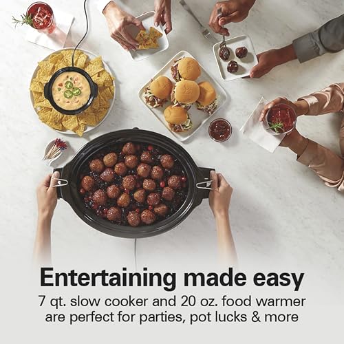 Hamilton Beach 7 Quart Programmable Slow Cooker with Locking Lid & Party Dipper - Silver