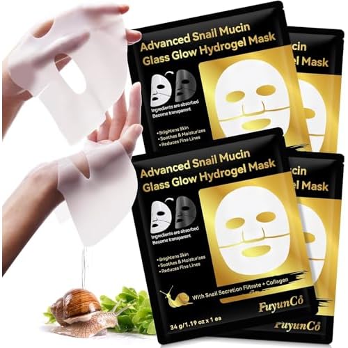 Advanced Snail Mucin Glass Glow Hydrogel Face Masks Skincare, Collagen Mask, Overnight Peel Off Korean Face Mask for Hydration Boost, Glass Skin Face Mask Korean Skincare
