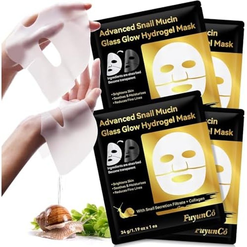 Advanced Snail Mucin Glass Glow Hydrogel Face Masks Skincare, Collagen Mask, Overnight Peel Off Korean Face Mask for Hydration Boost, Glass Skin Face Mask Korean Skincare