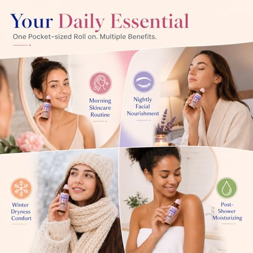 Organic Castor Oil Rose Quartz Roller Ball – 1.7 Fl Oz, Cold Pressed, Hexane-Free, Facial & Skin Care, Anti-Aging, Under Eye Puffiness, Variation 2