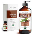 Velona USDA Organic Jojoba Oil 16 fl oz Glass Bottle Cold Pressed Non-GMO Pump