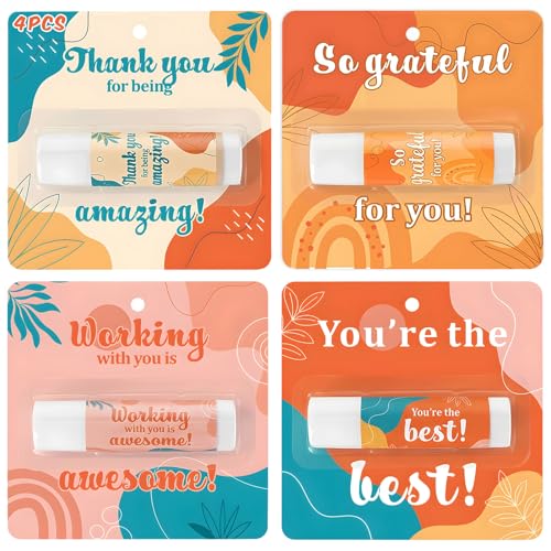 Employee Appreciation Lip Balm Set - Bulk 4-Pack with Thank You Messages