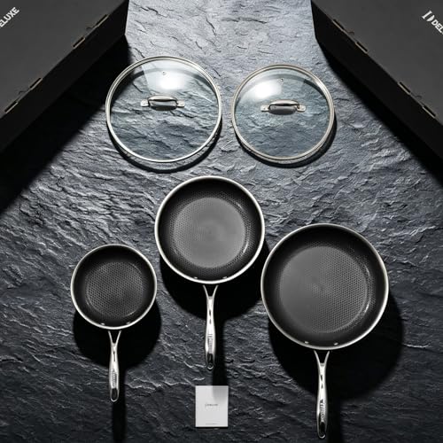 DELUXE 10-Inch Black Hybrid Ceramic Nonstick Frying Pan with Lid