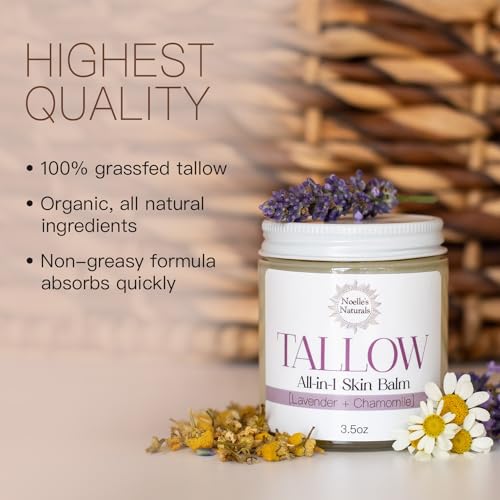 Organic Tallow Balm with Lavender & Chamomile - All-In-One Skin Moisturizer 3.5oz