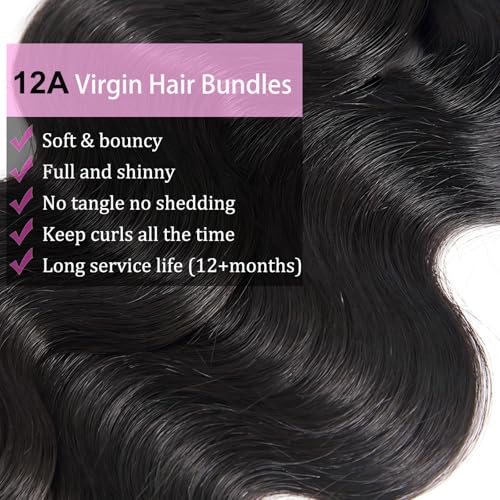 Chikamlty 10 Inch Black Body Wave Human Hair Bundles 12A Virgin Remy Extensions