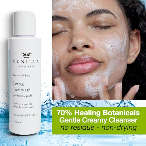 GUNILLA Herbal Face Wash - Gentle Botanical Cream Cleanser, Vegan, 4 oz - Pack of 1