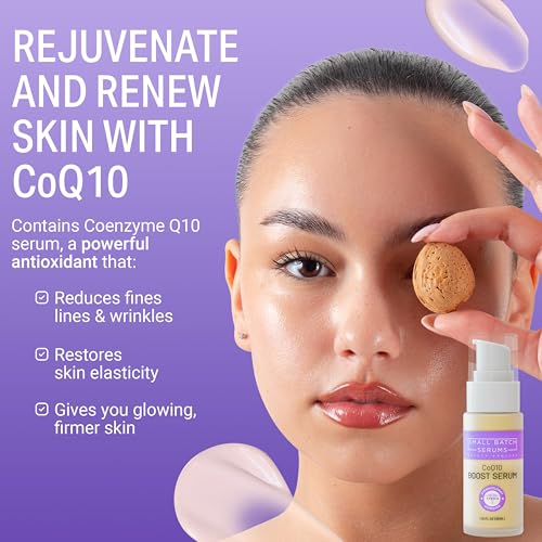 Small Batch Serums CoQ10 Face Serum with Hyaluronic Acid & Vitamin E - Anti-Aging & Hydrating