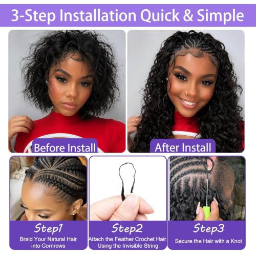 NIYALAA 18 Inch Miracle Knots Crochet Human Hair for Black Women 350#
